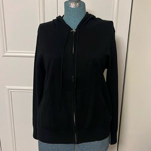 Knit hooded sweatshirt in black